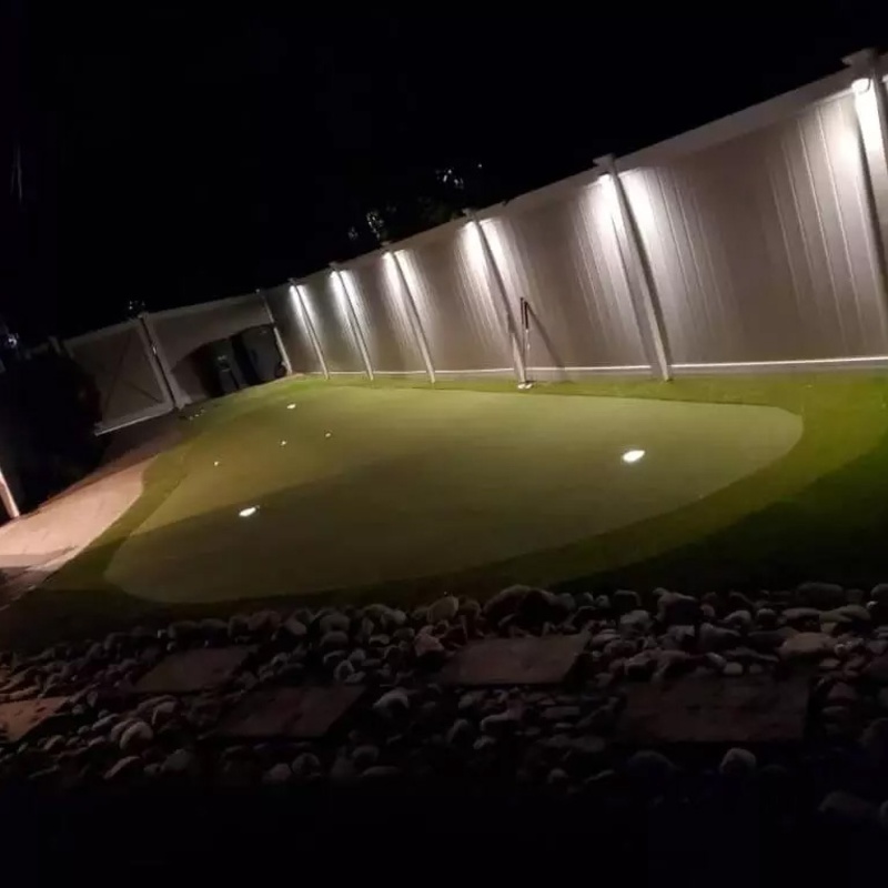 A beautiful backyard made of synthetic grass